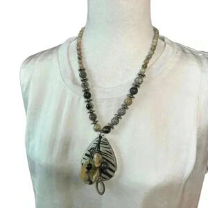 Natural Stone Beaded Necklace 22”